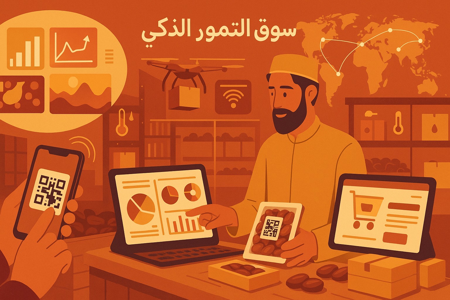 التكنولوجيا الرقمية ودورها في سوق التمور الحديث 